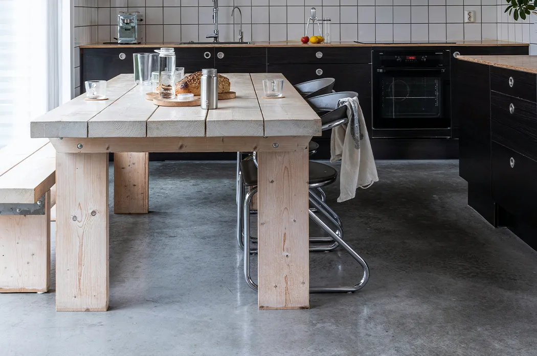 Microcement floor in kitchen